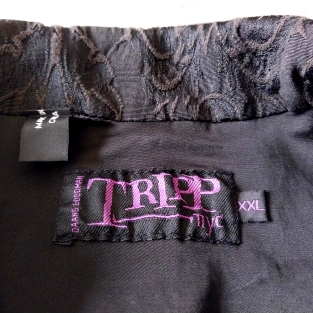 Vintage Y2K Tripp nyc black brocade corset lace-up victorian vampire jacket - Picture 10 of 12
